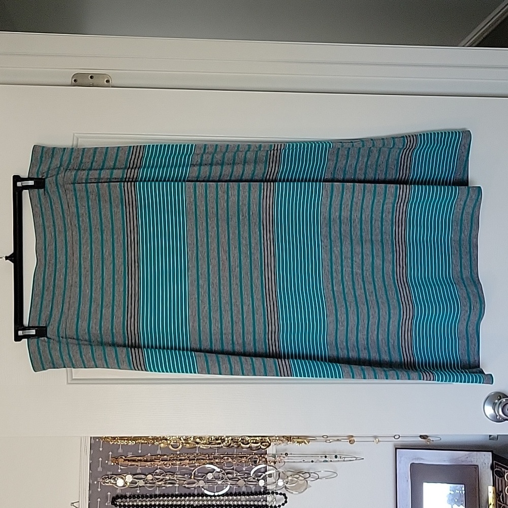 Gray and Turquoise Maxi Skirt